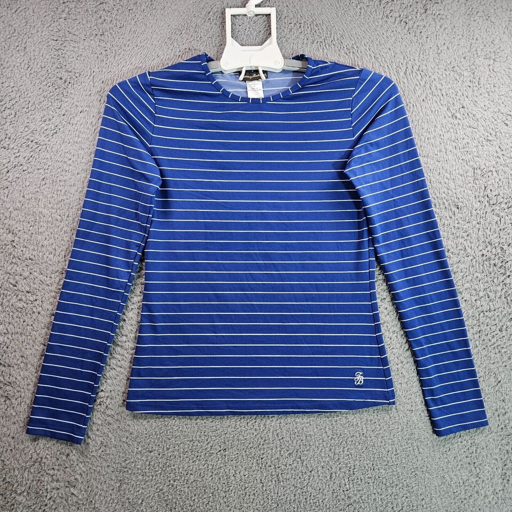 Tommy Bahama Top Women Small Nylon Blend Blue Striped - S